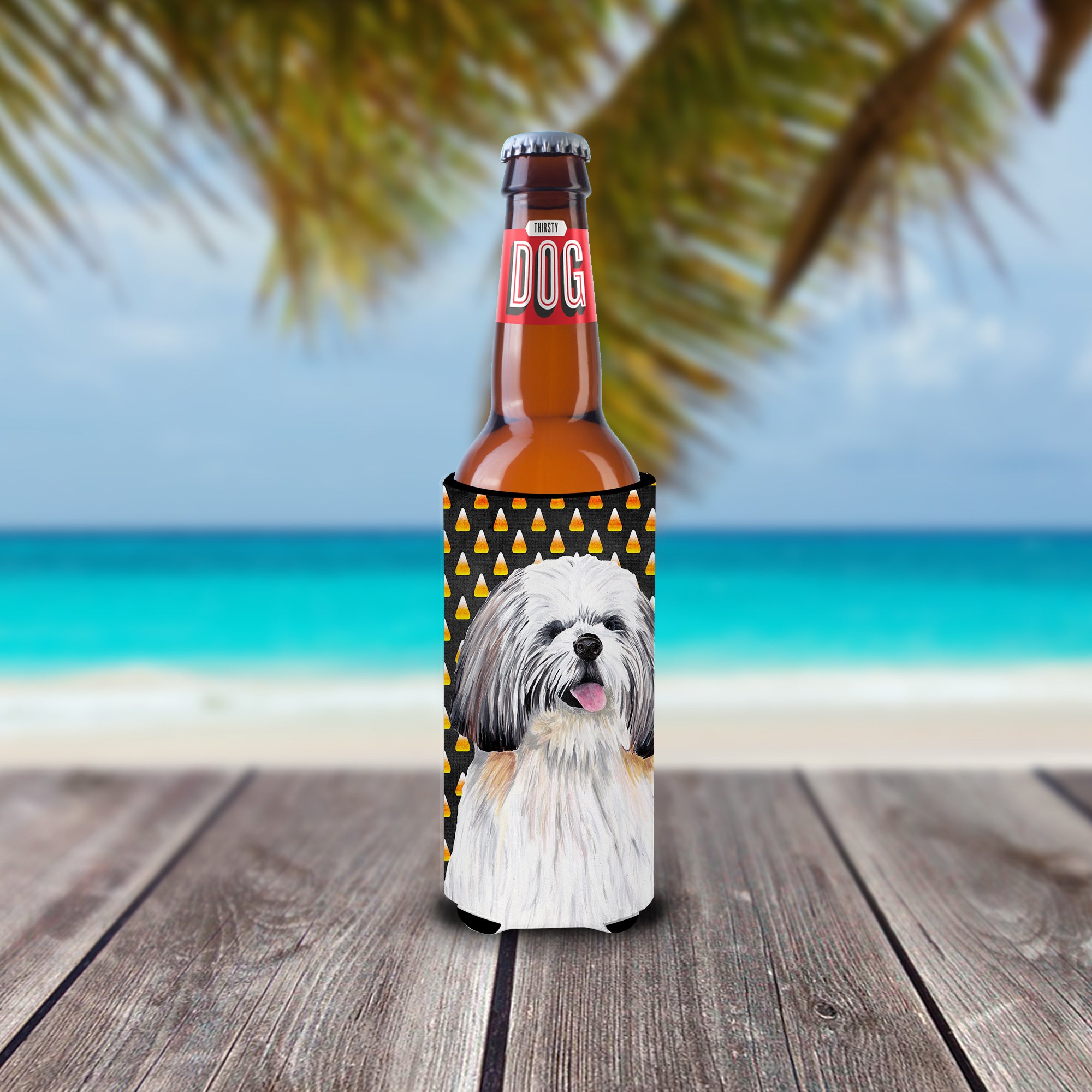 Shih Tzu Candy Corn Halloween Portrait Ultra Beverage Insulators for slim cans SC9164MUK.