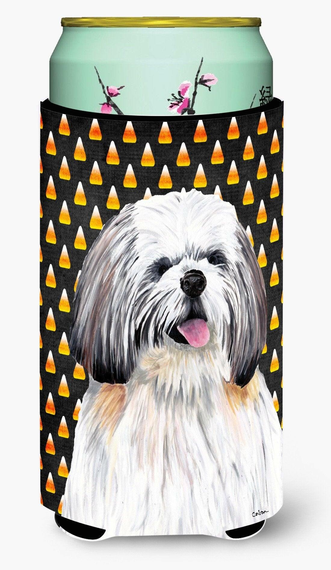 Shih Tzu Candy Corn Halloween Portrait  Tall Boy Beverage Insulator Beverage Insulator Hugger by Caroline's Treasures