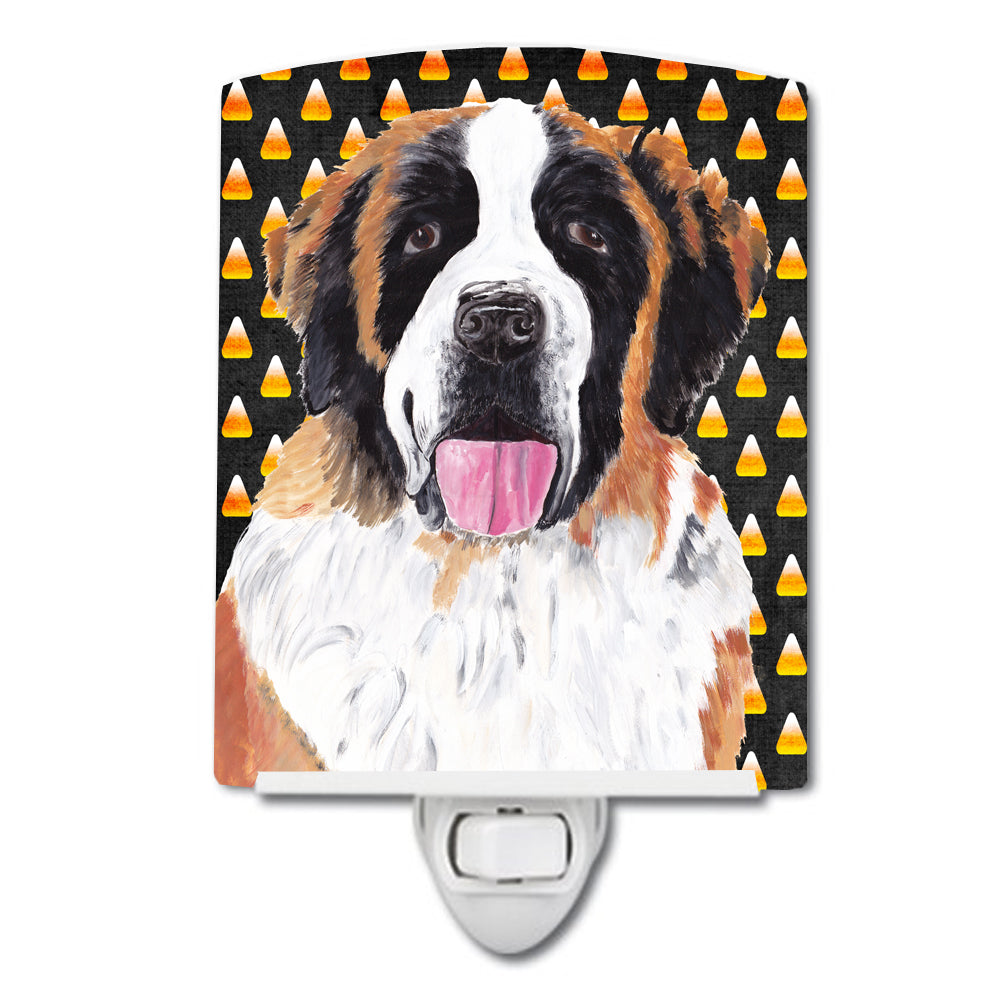 Saint Bernard Candy Corn Halloween Portrait Ceramic Night Light SC9165CNL - the-store.com