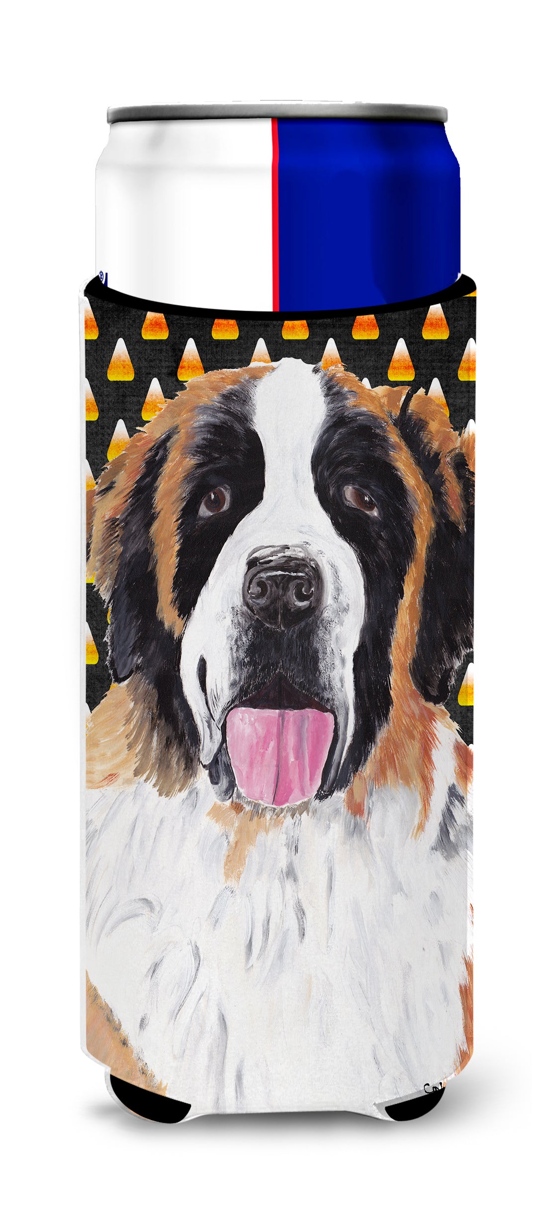 Saint Bernard Candy Corn Halloween Portrait Ultra Beverage Insulators for slim cans SC9165MUK.