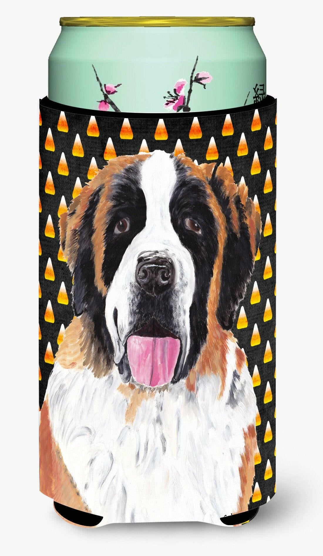 Saint Bernard Candy Corn Halloween Portrait  Tall Boy Beverage Insulator Beverage Insulator Hugger by Caroline's Treasures