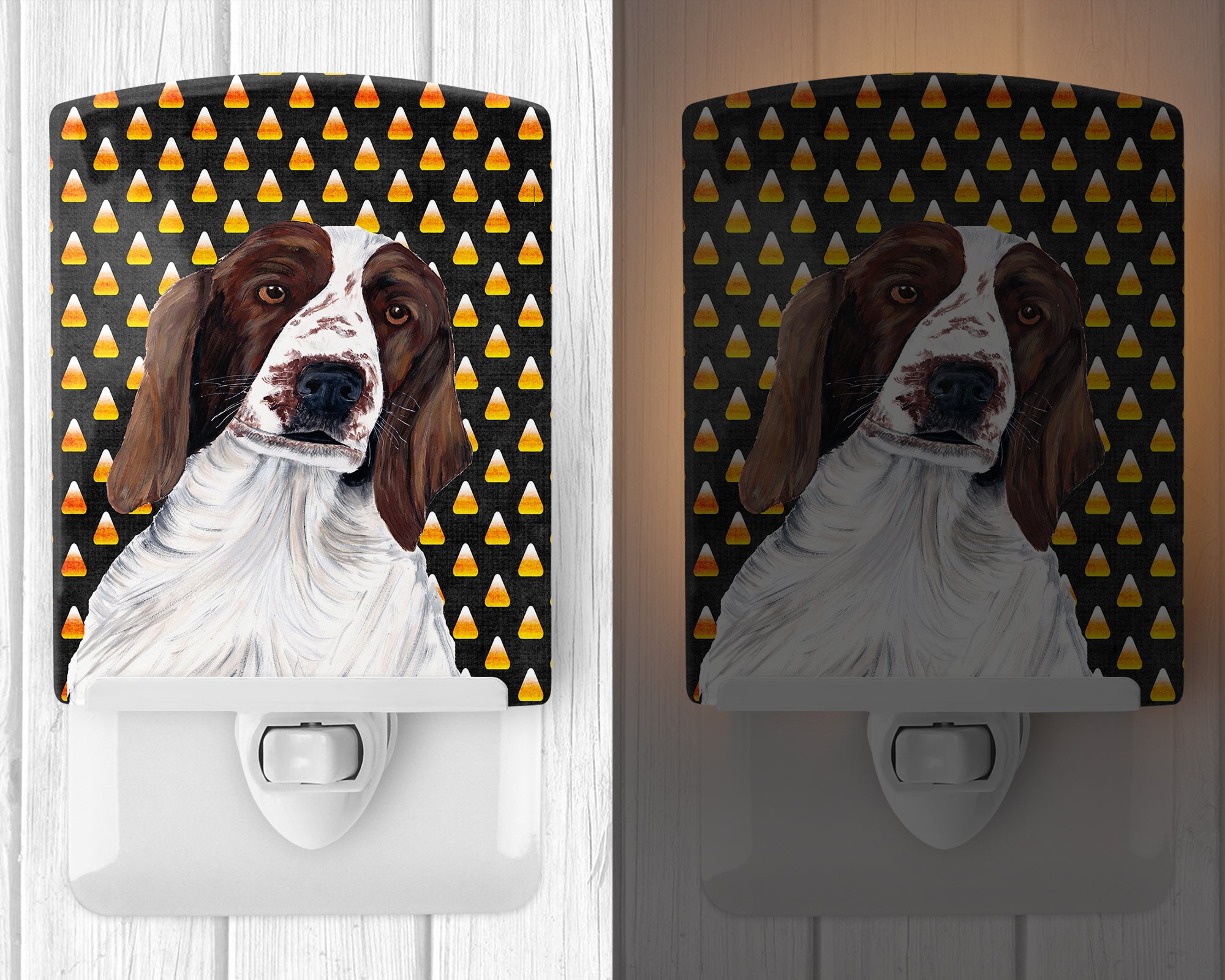 Welsh Springer Spaniel Candy Corn Halloween Portrait Ceramic Night Light SC9167CNL - the-store.com