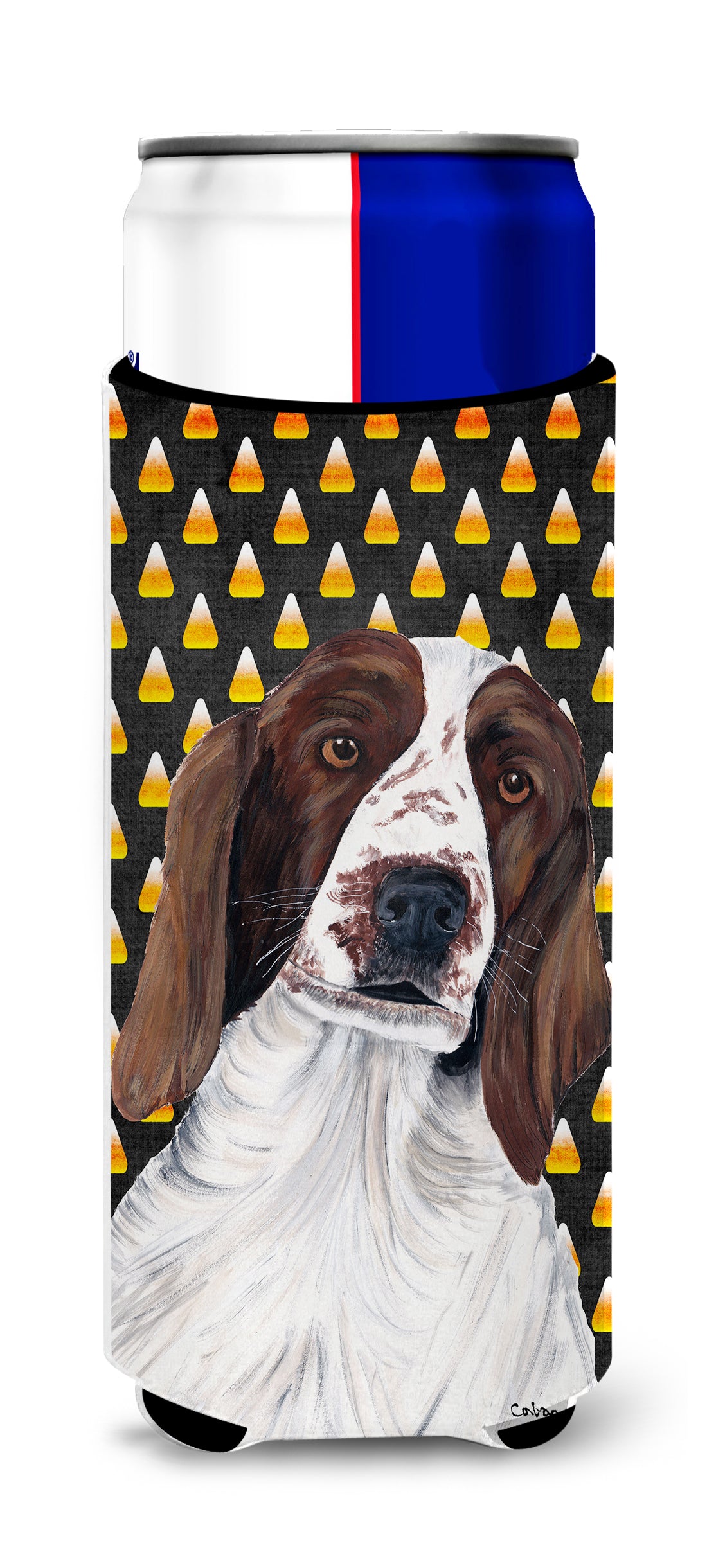 Welsh Springer Spaniel Candy Corn Halloween Portrait Ultra Beverage Insulators for slim cans SC9167MUK.