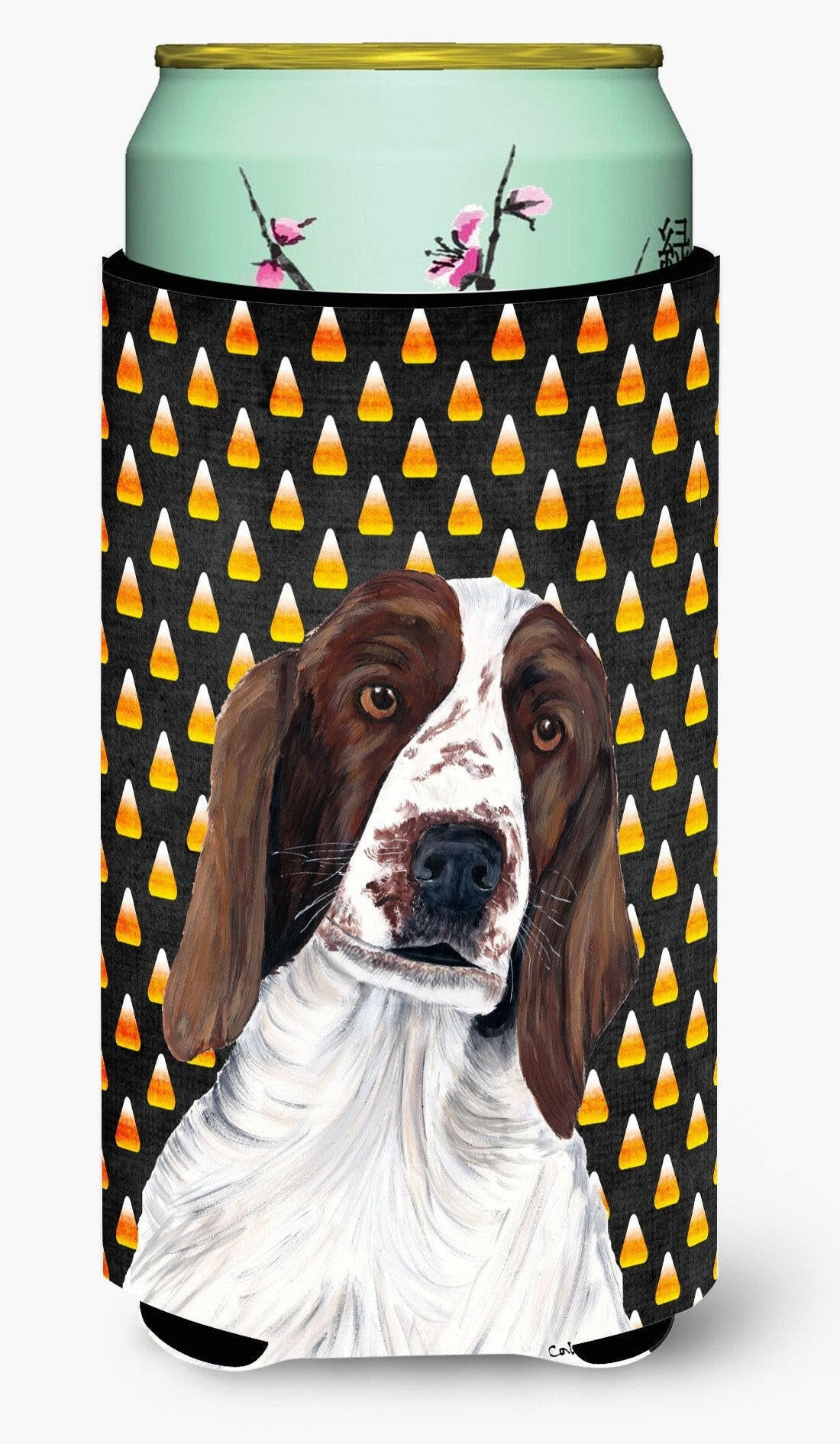 Welsh Springer Spaniel Candy Corn Halloween Portrait  Tall Boy Beverage Insulator Beverage Insulator Hugger by Caroline's Treasures