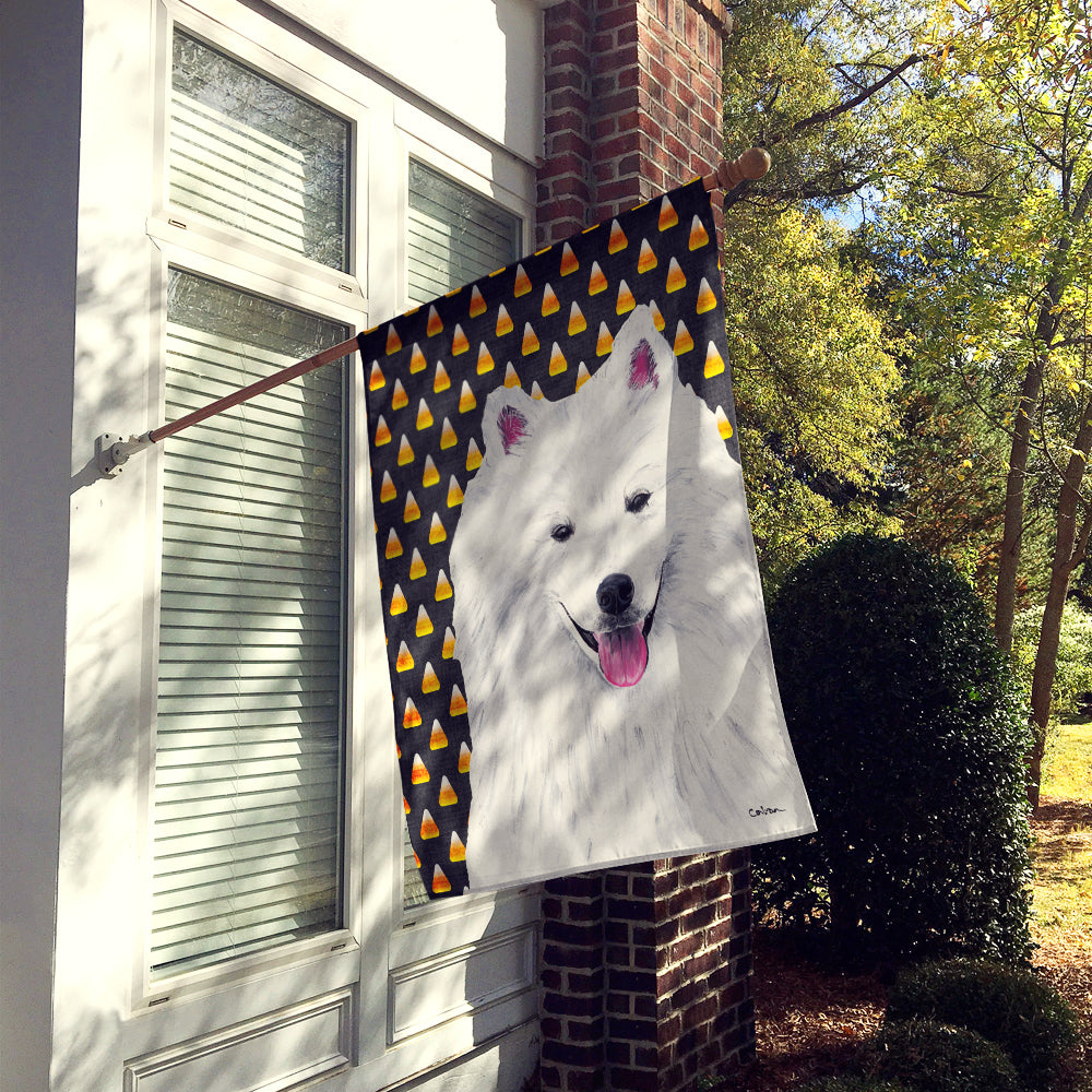 American Eskimo Candy Corn Halloween Portrait Flag Canvas House Size  the-store.com.