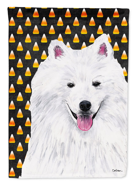 American Eskimo Candy Corn Halloween Portrait Flag Canvas House Size  the-store.com.