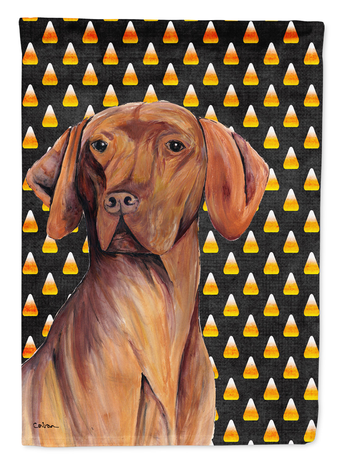 Vizsla Candy Corn Halloween Portrait Flag Canvas House Size  the-store.com.