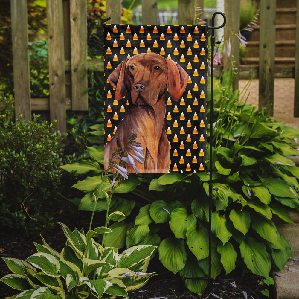 Vizsla Candy Corn Halloween Portrait Flag Garden Size.