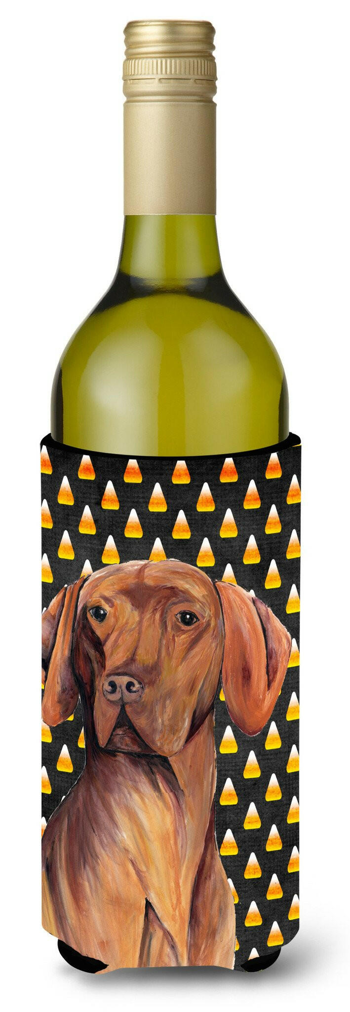 Vizsla Candy Corn Halloween Portrait Wine Bottle Beverage Insulator Beverage Insulator Hugger SC9169LITERK by Caroline's Treasures