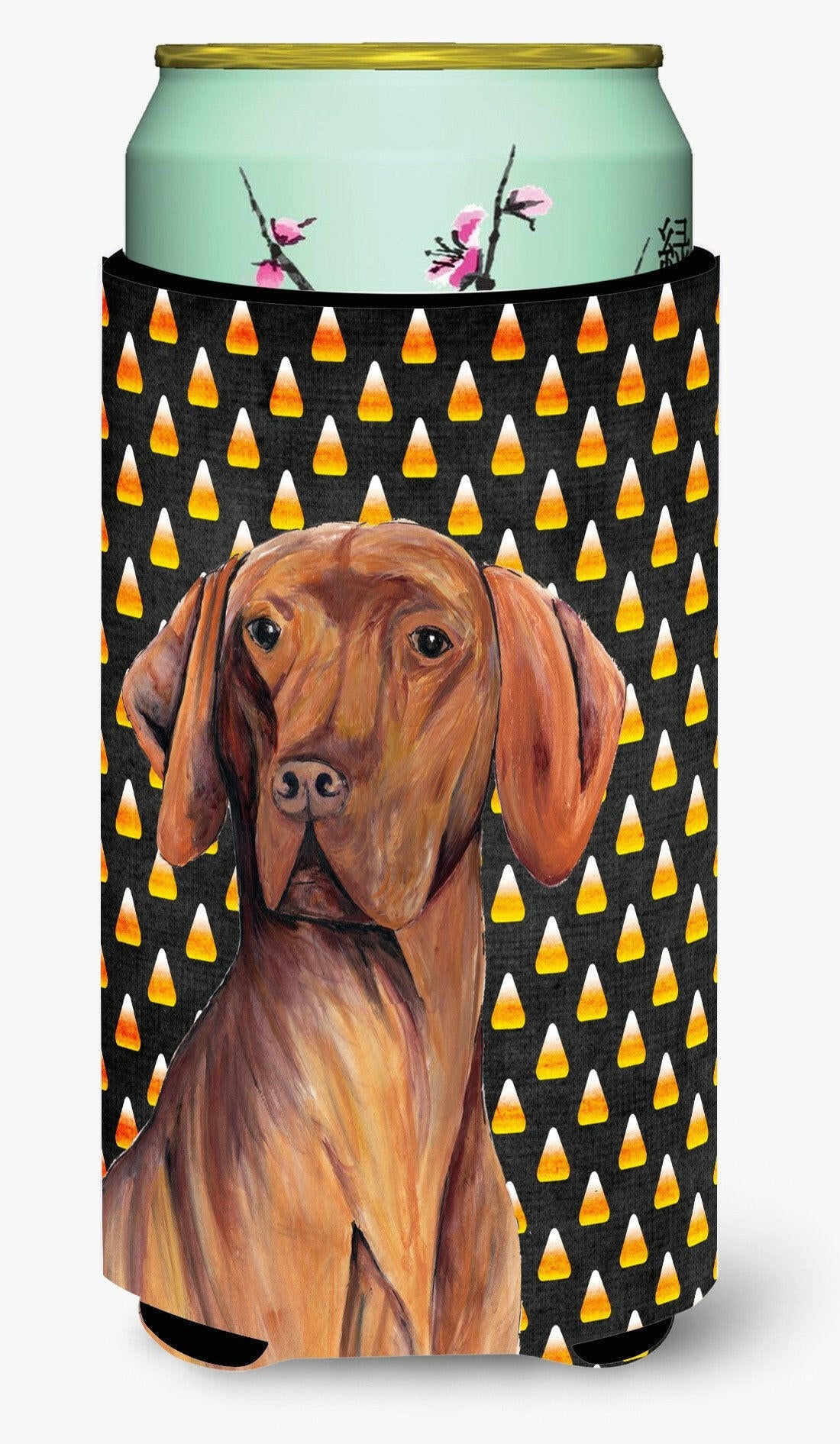 Vizsla Candy Corn Halloween Portrait  Tall Boy Beverage Insulator Beverage Insulator Hugger by Caroline's Treasures