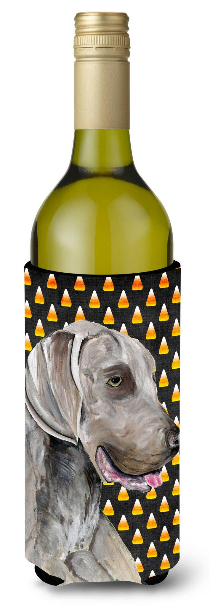 Weimaraner Candy Corn Halloween Portrait Wine Bottle Beverage Insulator Beverage Insulator Hugger SC9170LITERK by Caroline's Treasures