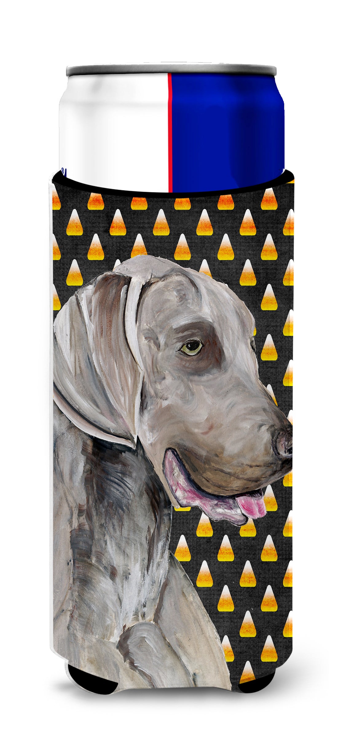 Weimaraner Candy Corn Halloween Portrait Ultra Beverage Insulators for slim cans SC9170MUK.