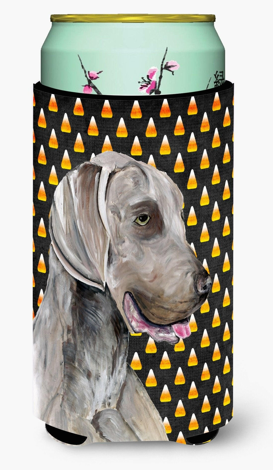 Weimaraner Candy Corn Halloween Portrait  Tall Boy Beverage Insulator Beverage Insulator Hugger by Caroline's Treasures