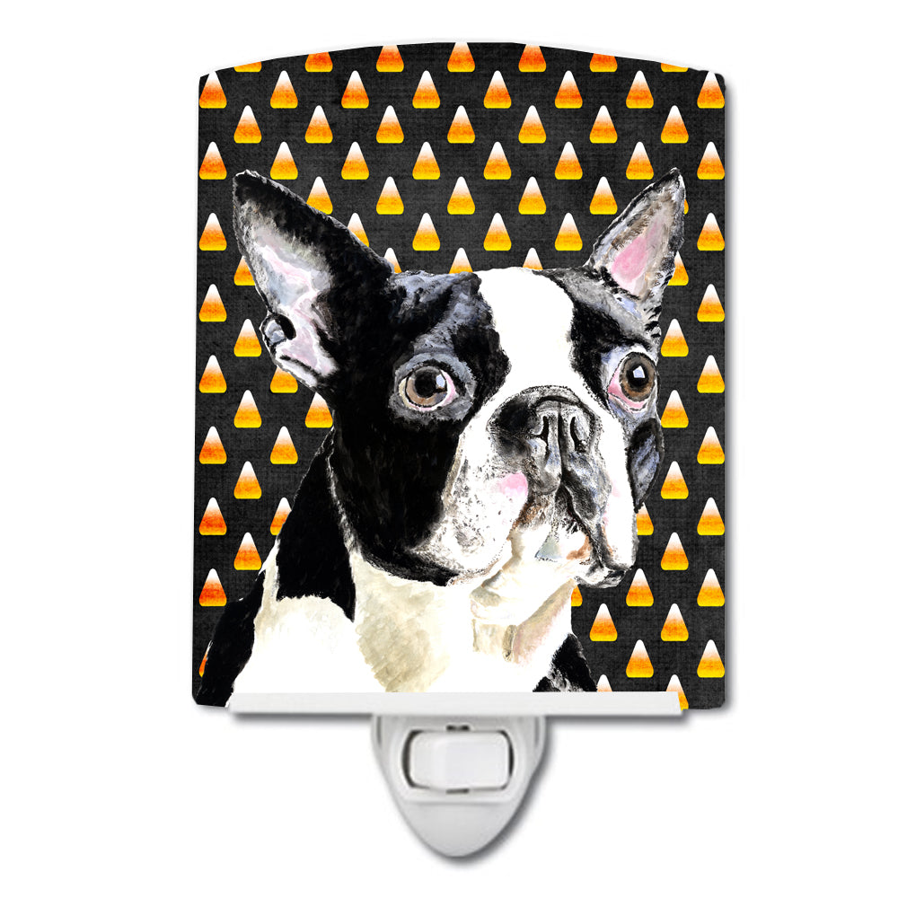 Boston Terrier Candy Corn Halloween Portrait Ceramic Night Light SC9171CNL - the-store.com