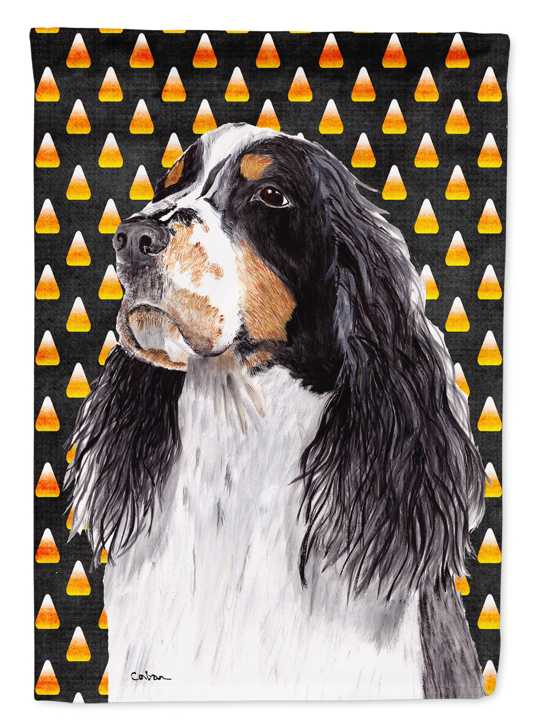 Springer Spaniel Candy Corn Halloween Portrait Flag Canvas House Size  the-store.com.