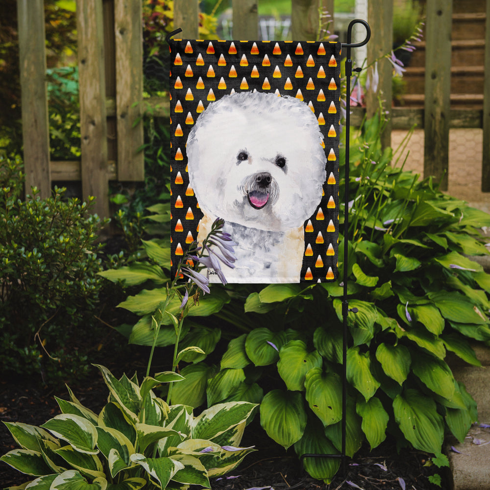 Bichon Frise Candy Corn Halloween Portrait Flag Garden Size.