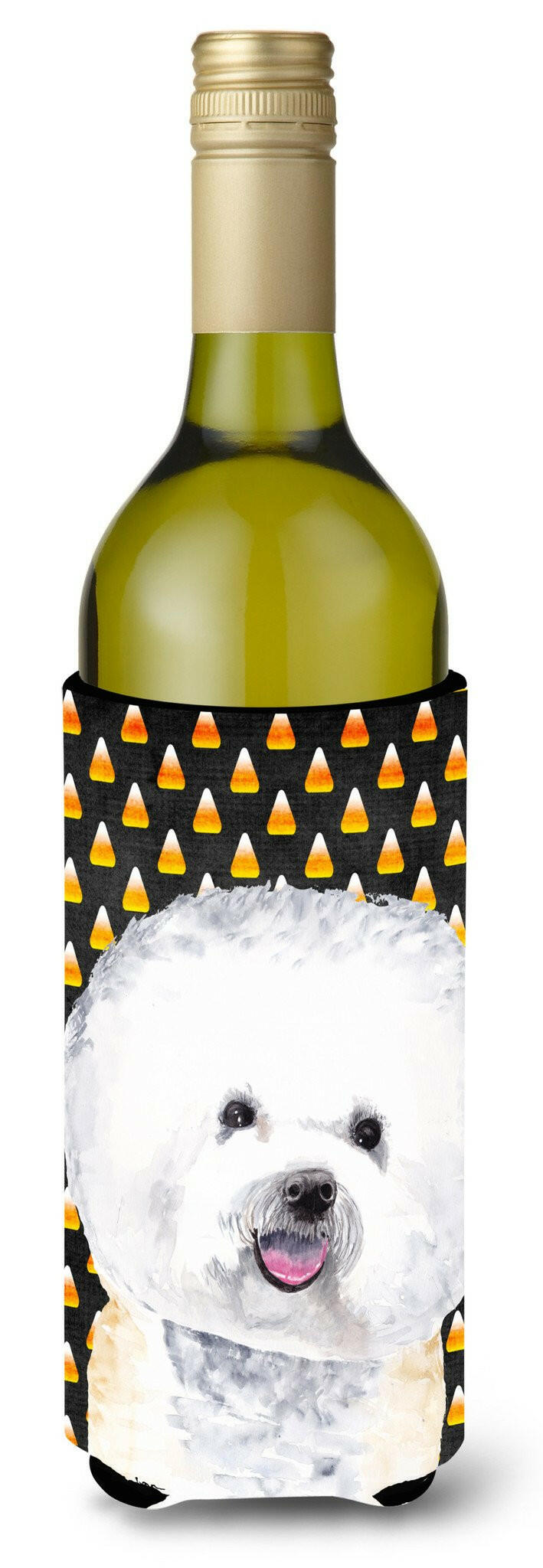 Bichon Frise Candy Corn Halloween Portrait Wine Bottle Beverage Insulator Beverage Insulator Hugger by Caroline's Treasures