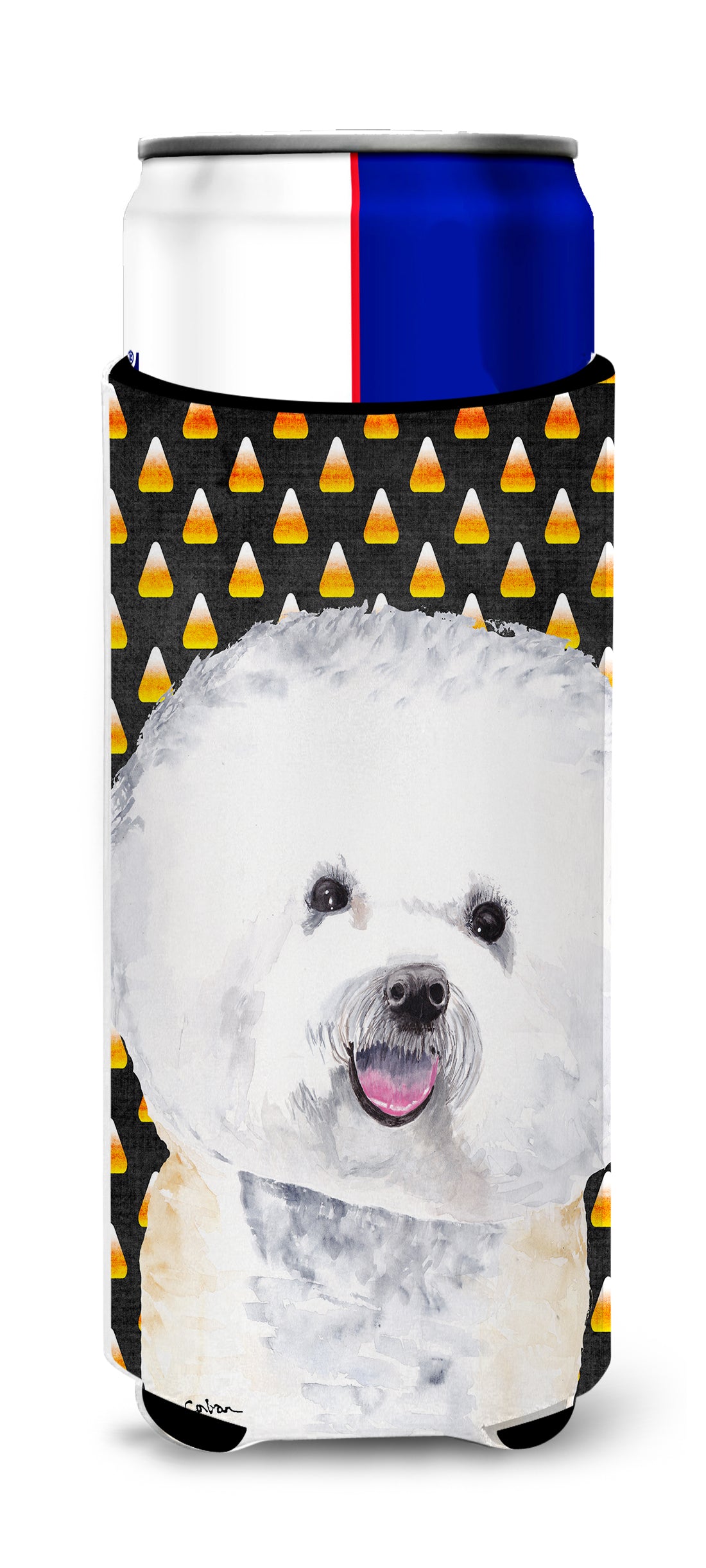 Bichon Frise Candy Corn Halloween Portrait Ultra Beverage Insulators for slim cans SC9173MUK.