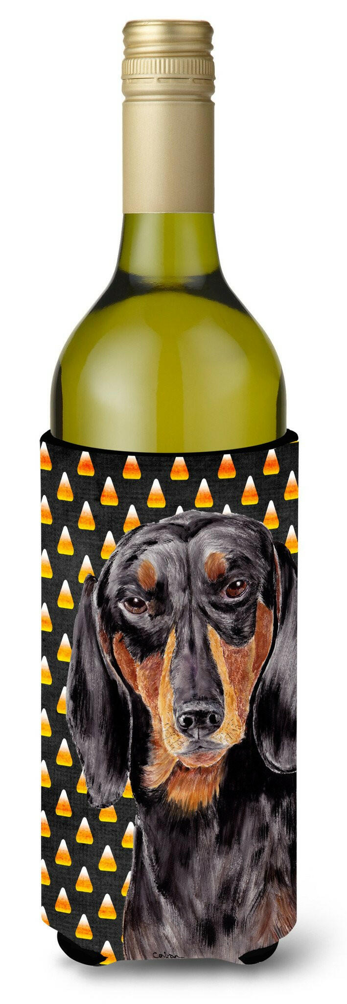 Dachshund Candy Corn Halloween Portrait Wine Bottle Beverage Insulator Beverage Insulator Hugger SC9174LITERK by Caroline&#39;s Treasures