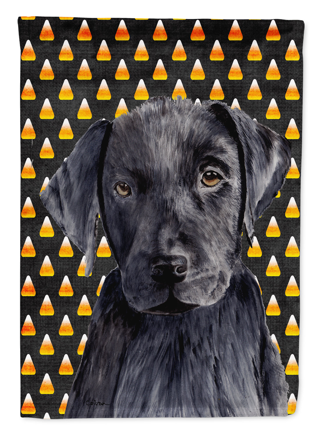 Labrador Candy Corn Halloween Portrait Flag Canvas House Size  the-store.com.