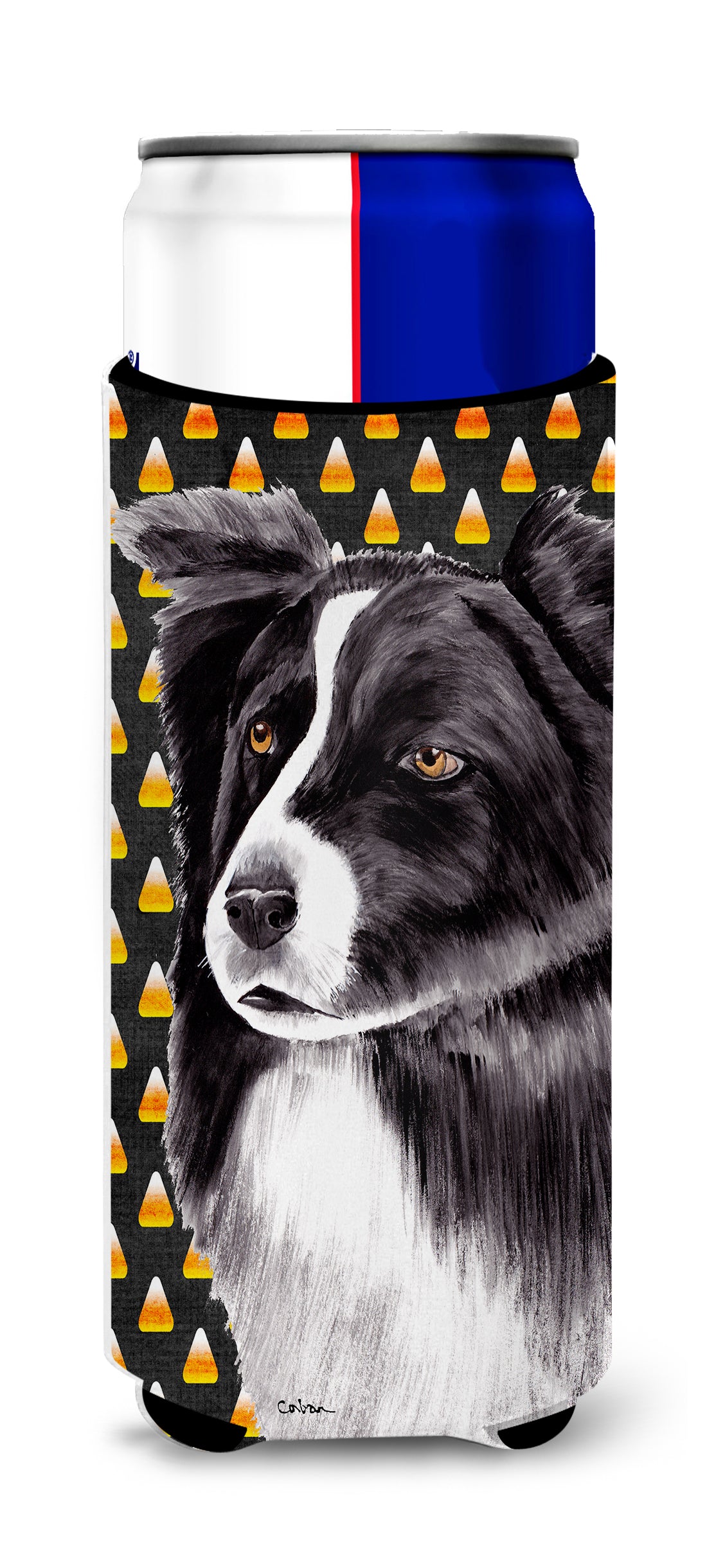 Border Collie Candy Corn Halloween Portrait Ultra Beverage Insulators for slim cans SC9177MUK.