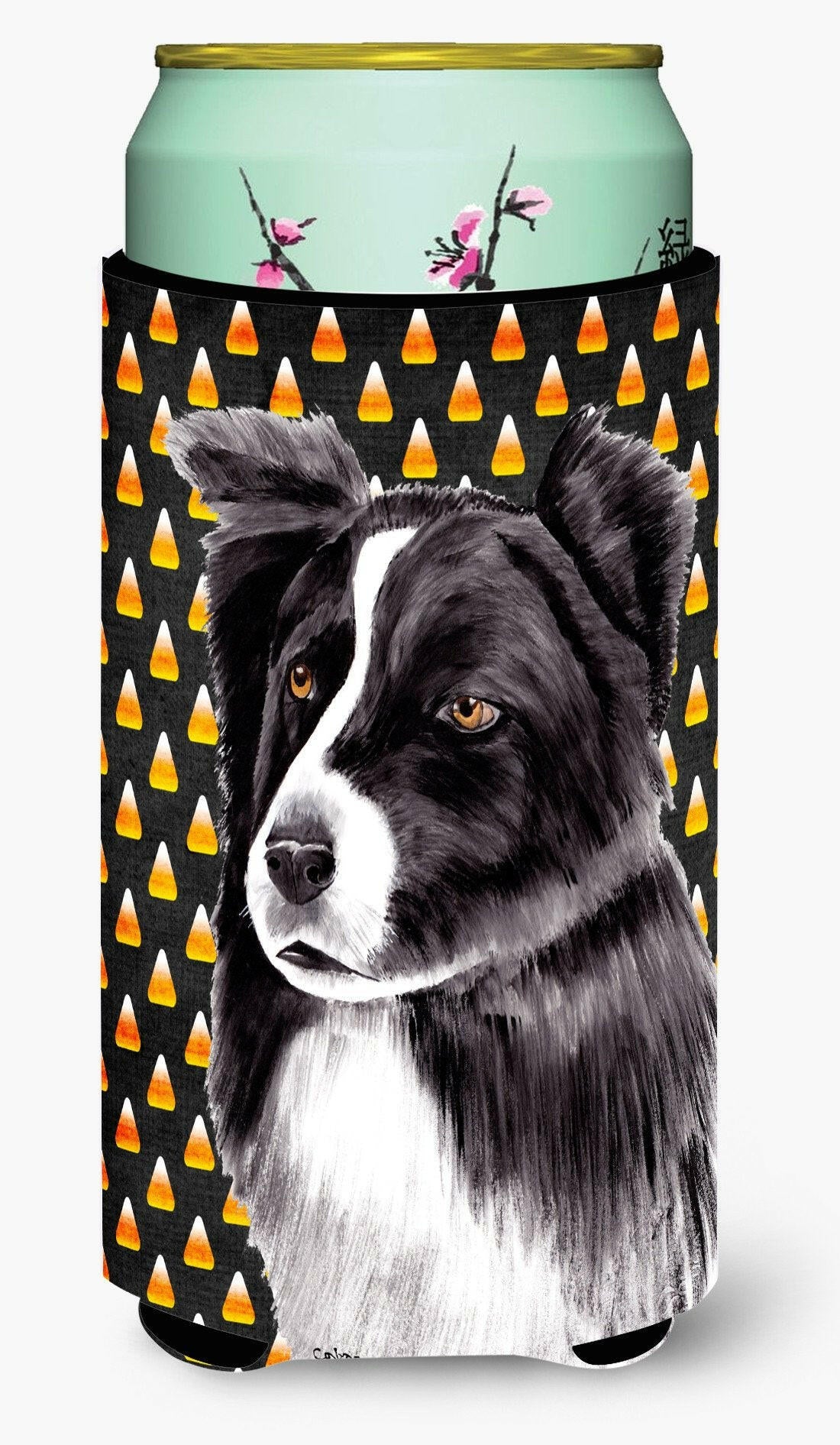 Border Collie Candy Corn Halloween Portrait  Tall Boy Beverage Insulator Beverage Insulator Hugger by Caroline&#39;s Treasures