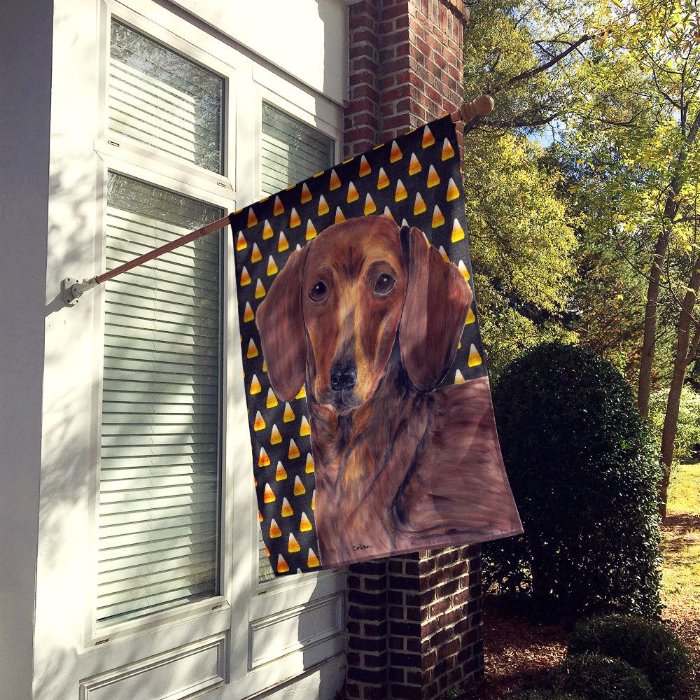 Dachshund Candy Corn Halloween Portrait Flag Canvas House Size  the-store.com.