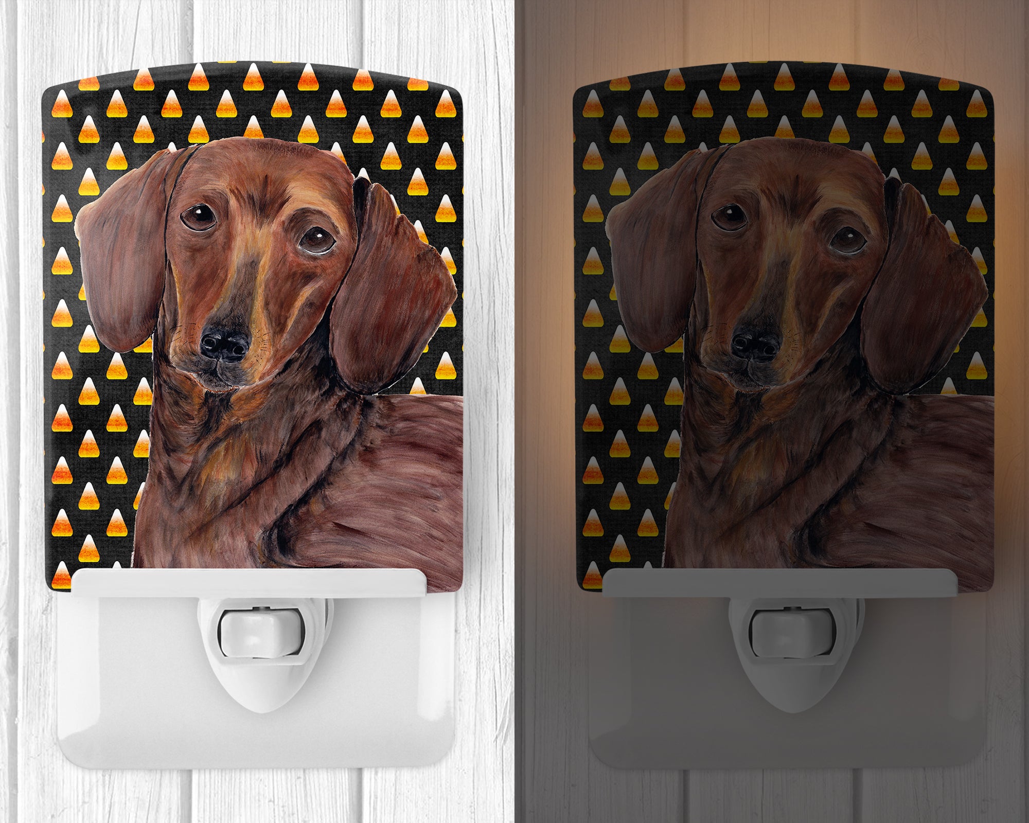 Dachshund Candy Corn Halloween Portrait Ceramic Night Light SC9178CNL - the-store.com