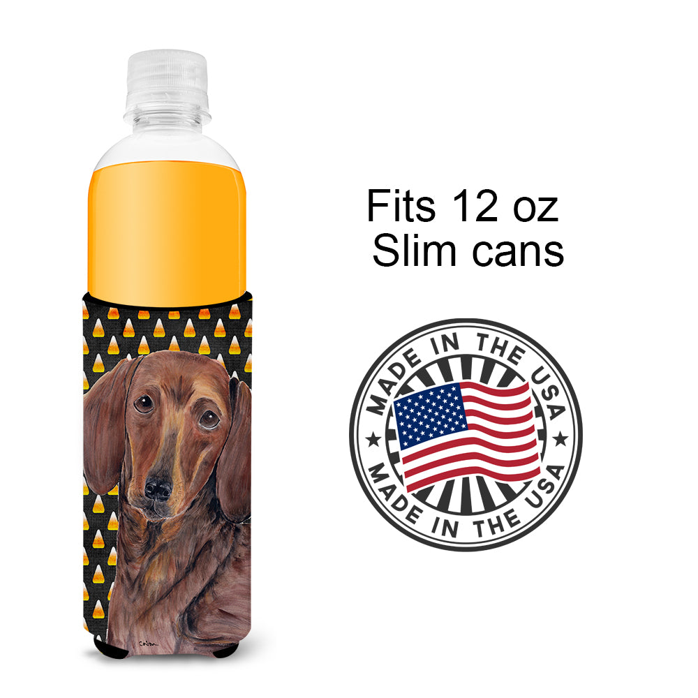 Dachshund Candy Corn Halloween Portrait Ultra Beverage Insulators for slim cans SC9178MUK.