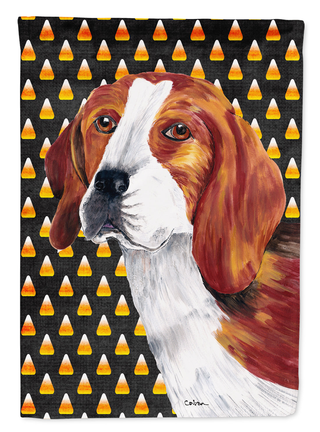 Beagle Candy Corn Halloween Portrait Flag Canvas House Size  the-store.com.