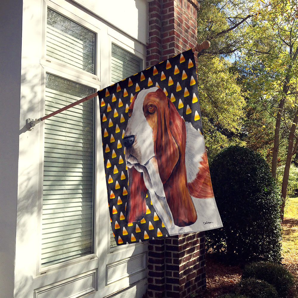 Basset Hound Candy Corn Halloween Portrait Flag Canvas House Size  the-store.com.