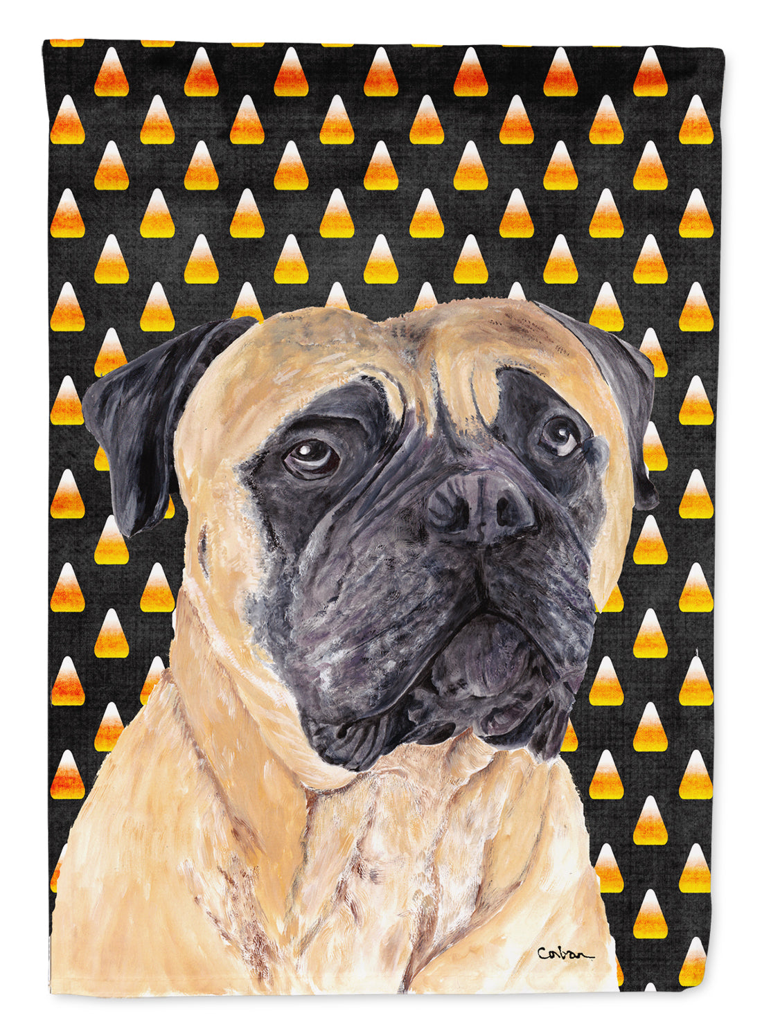 Mastiff Candy Corn Halloween Portrait Flag Canvas House Size  the-store.com.