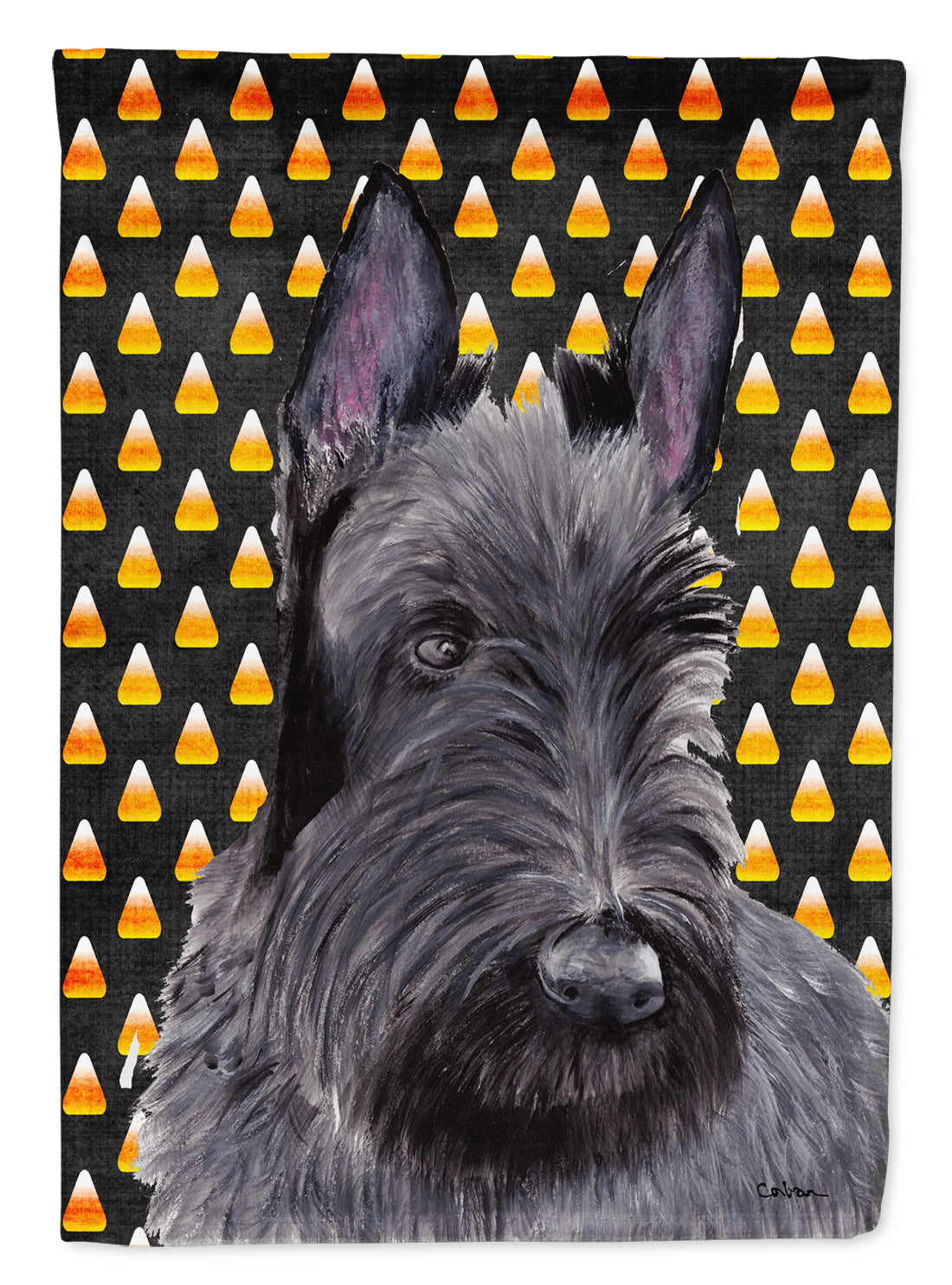 Scottish Terrier Candy Corn Halloween Portrait Flag Canvas House Size  the-store.com.