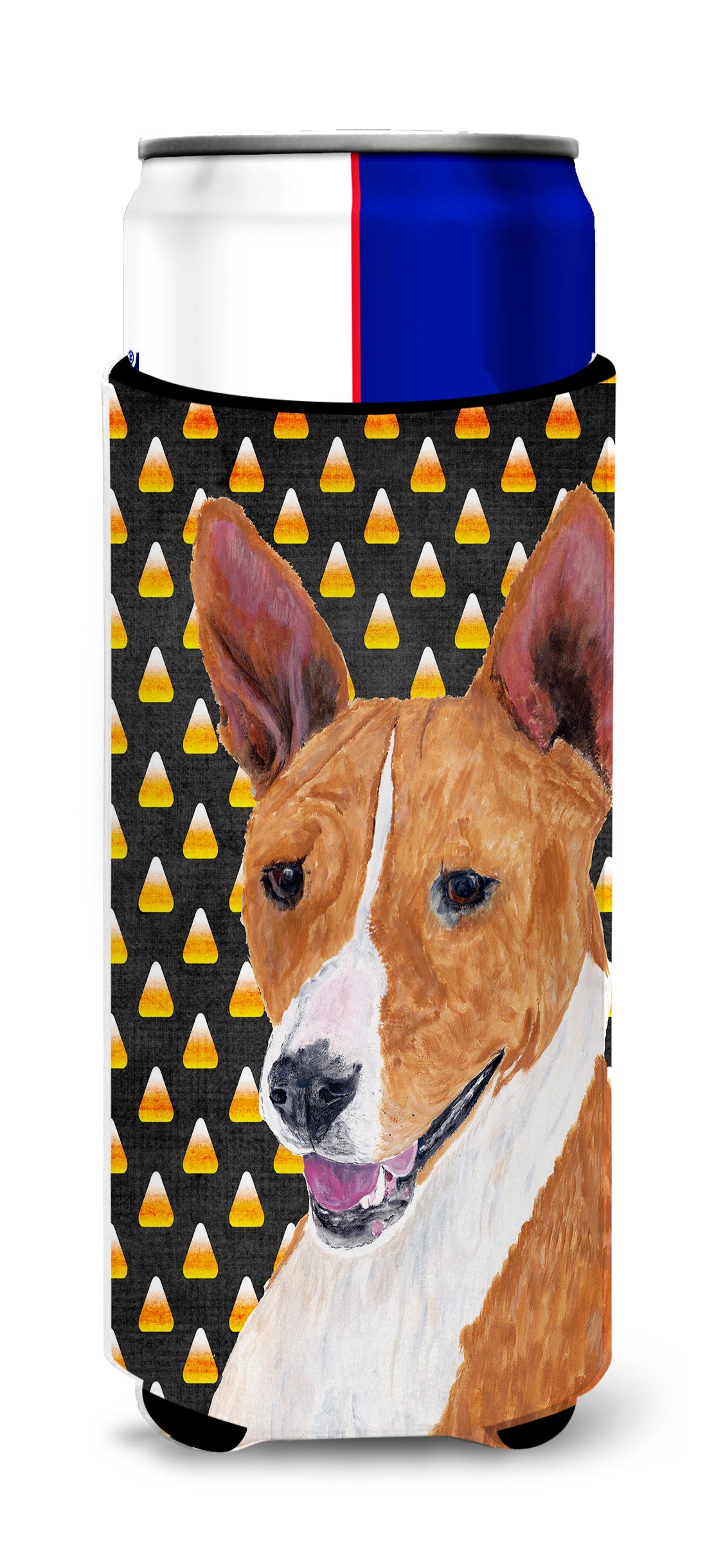 Basenji Candy Corn Halloween Portrait Ultra Beverage Insulators for slim cans SC9185MUK.