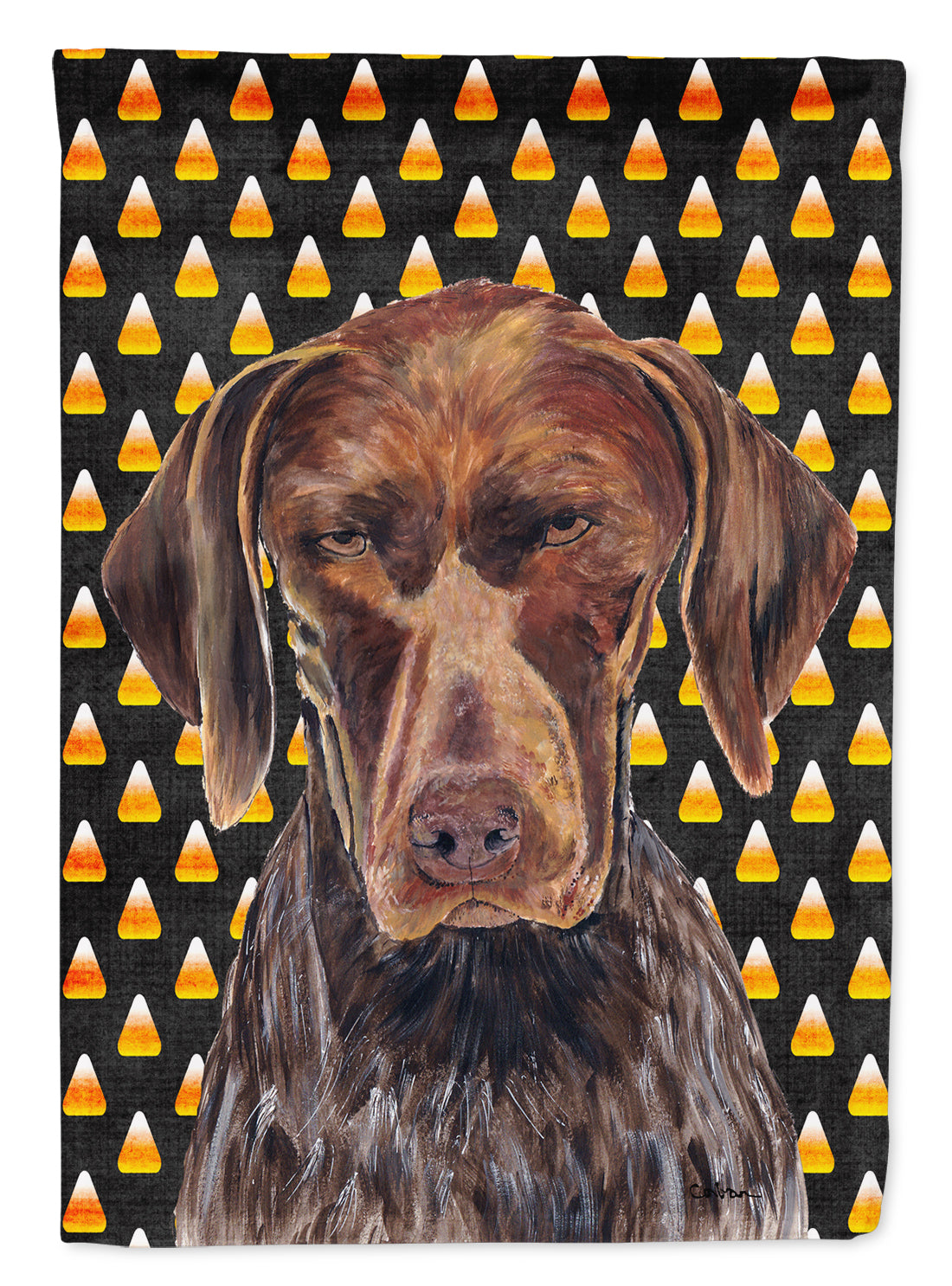 German Shorthaired Pointer Candy Corn Halloween Portrait Flag Canvas House Size  the-store.com.