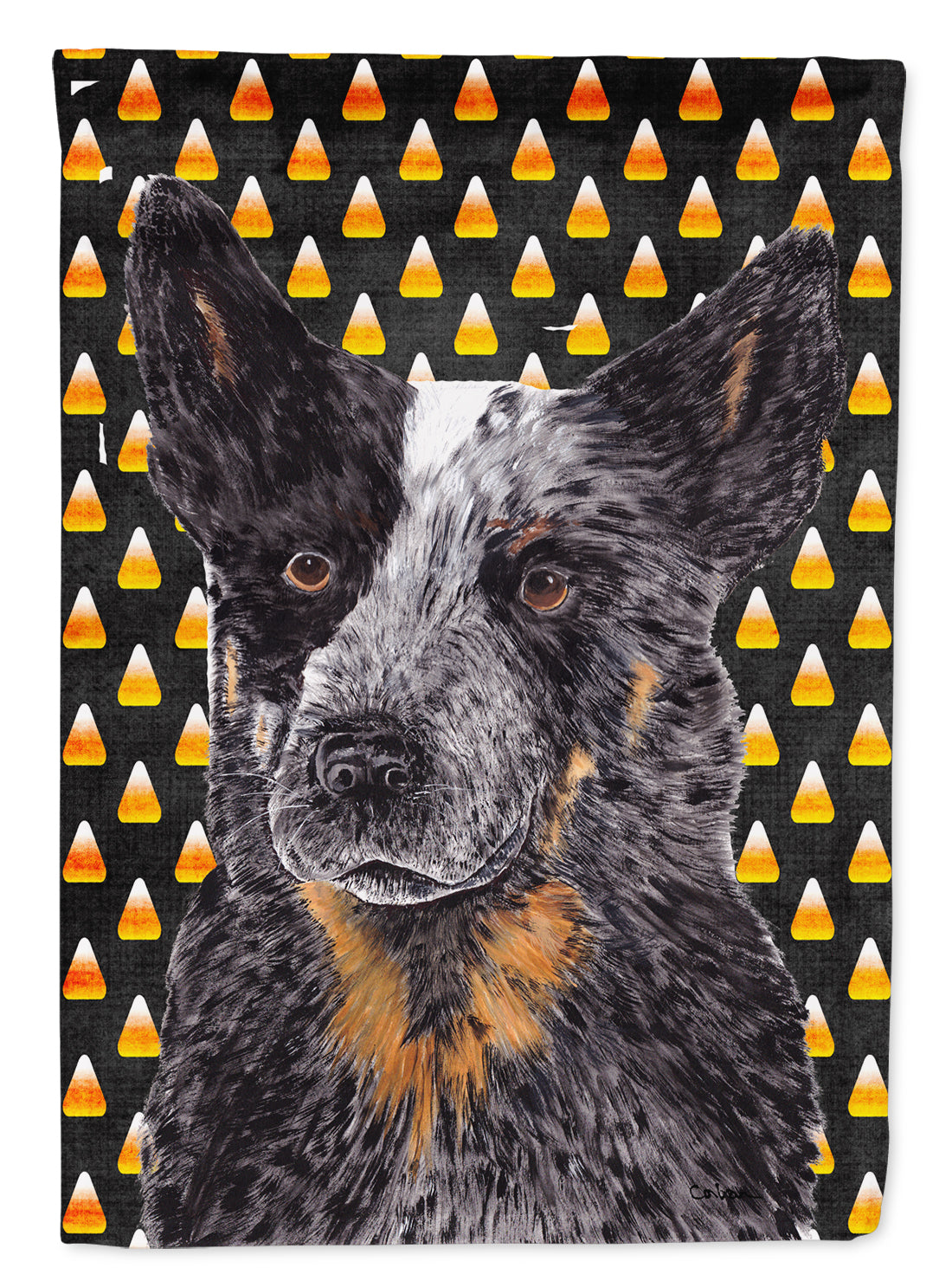 Australian Cattle Dog Candy Corn Halloween Portrait Flag Canvas House Size  the-store.com.