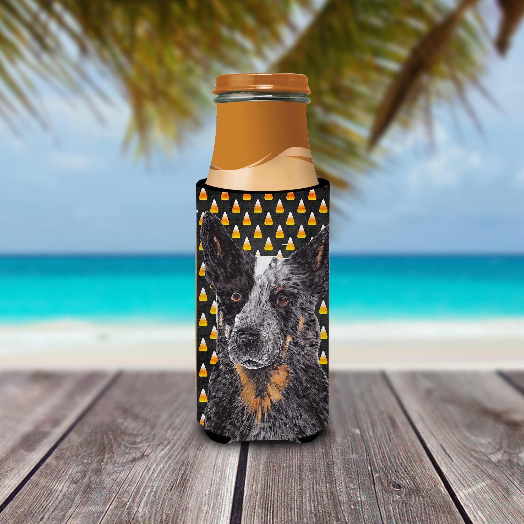 Australian Cattle Dog Candy Corn Halloween Portrait Ultra Beverage Insulators for slim cans SC9190MUK.