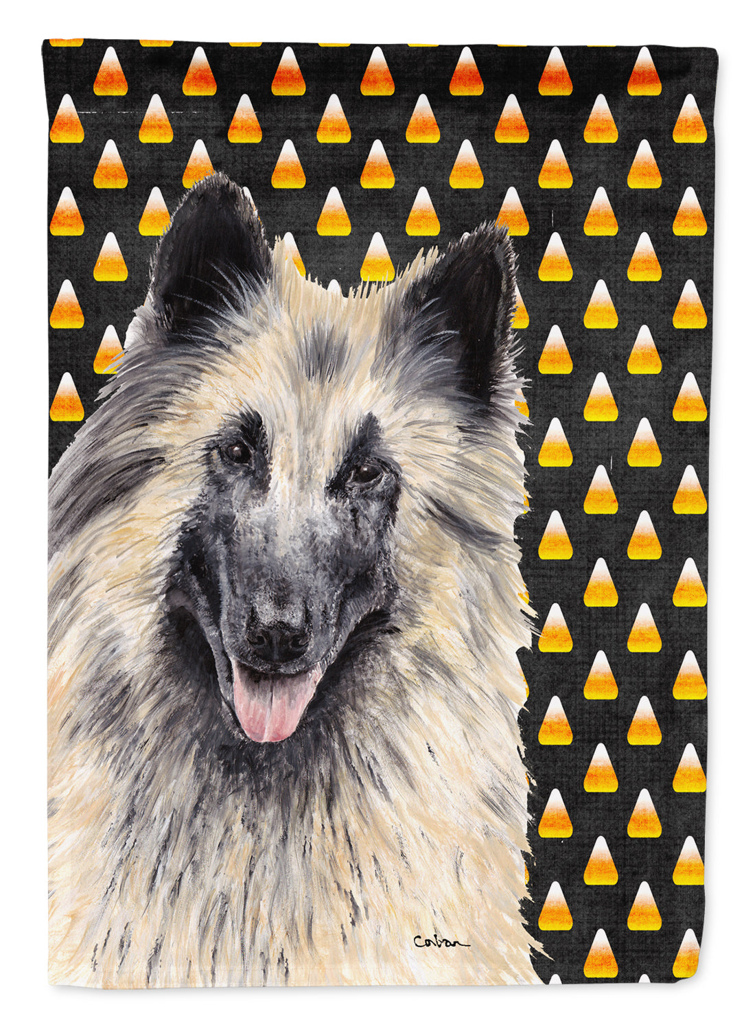 Belgian Tervuren Candy Corn Halloween Portrait Flag Canvas House Size  the-store.com.