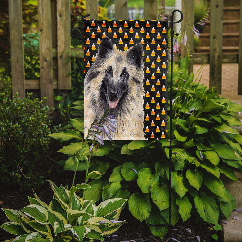 Belgian Tervuren Candy Corn Halloween Portrait Flag Garden Size.