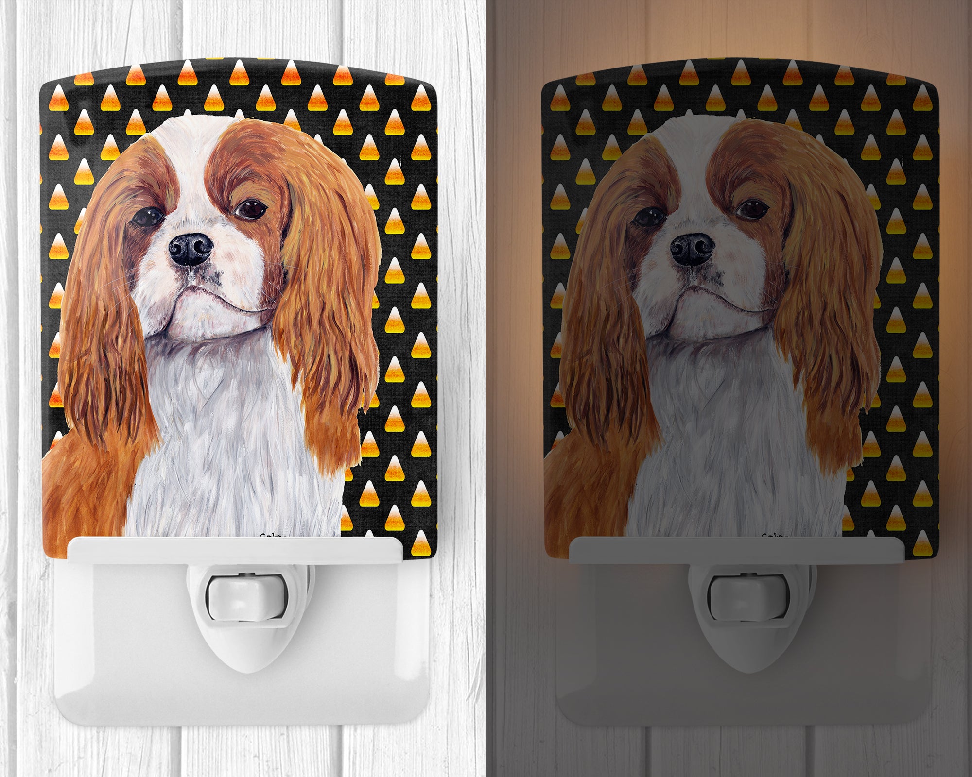 Cavalier Spaniel Blenheim Candy Corn Halloween Portrait Ceramic Night Light SC9194CNL - the-store.com