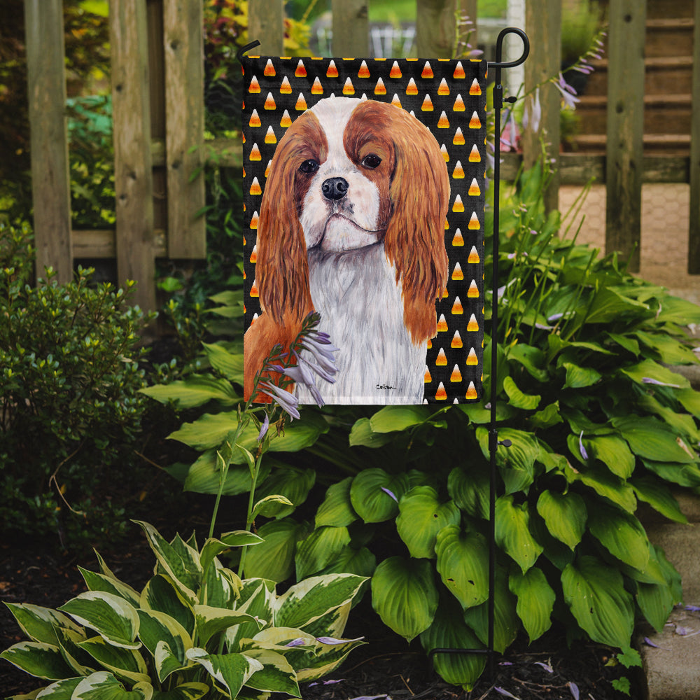 Cavalier Spaniel Blenheim Candy Corn Halloween Portrait Flag Garden Size.