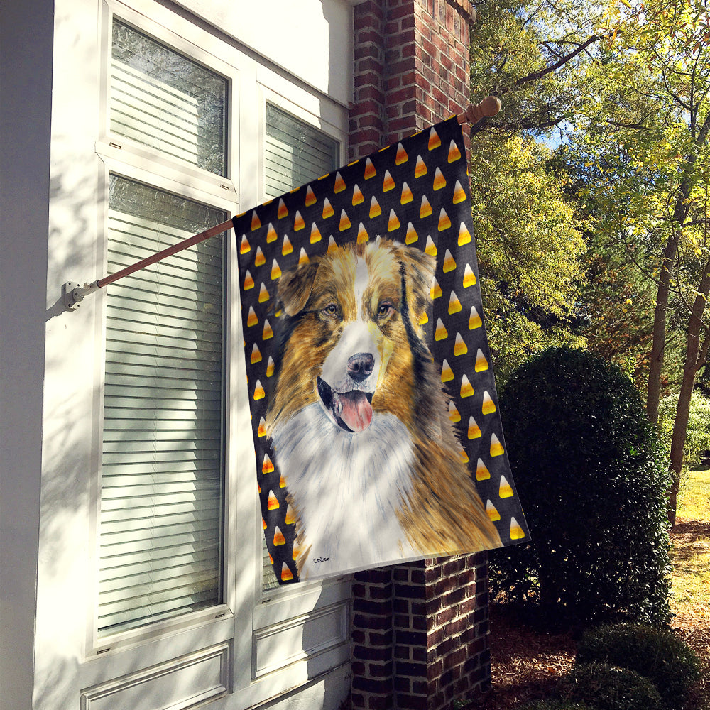 Australian Shepherd Candy Corn Halloween Portrait Flag Canvas House Size  the-store.com.