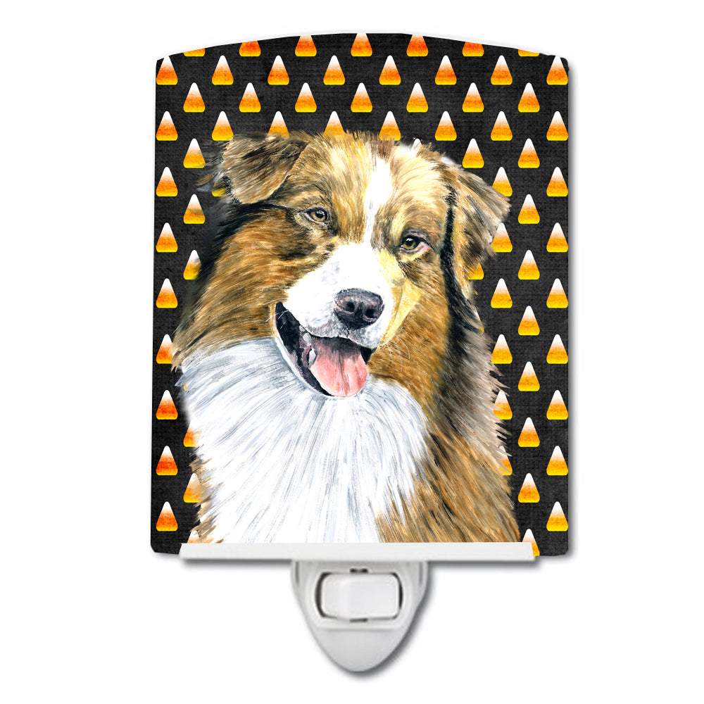 Australian Shepherd Candy Corn Halloween Portrait Ceramic Night Light SC9195CNL - the-store.com