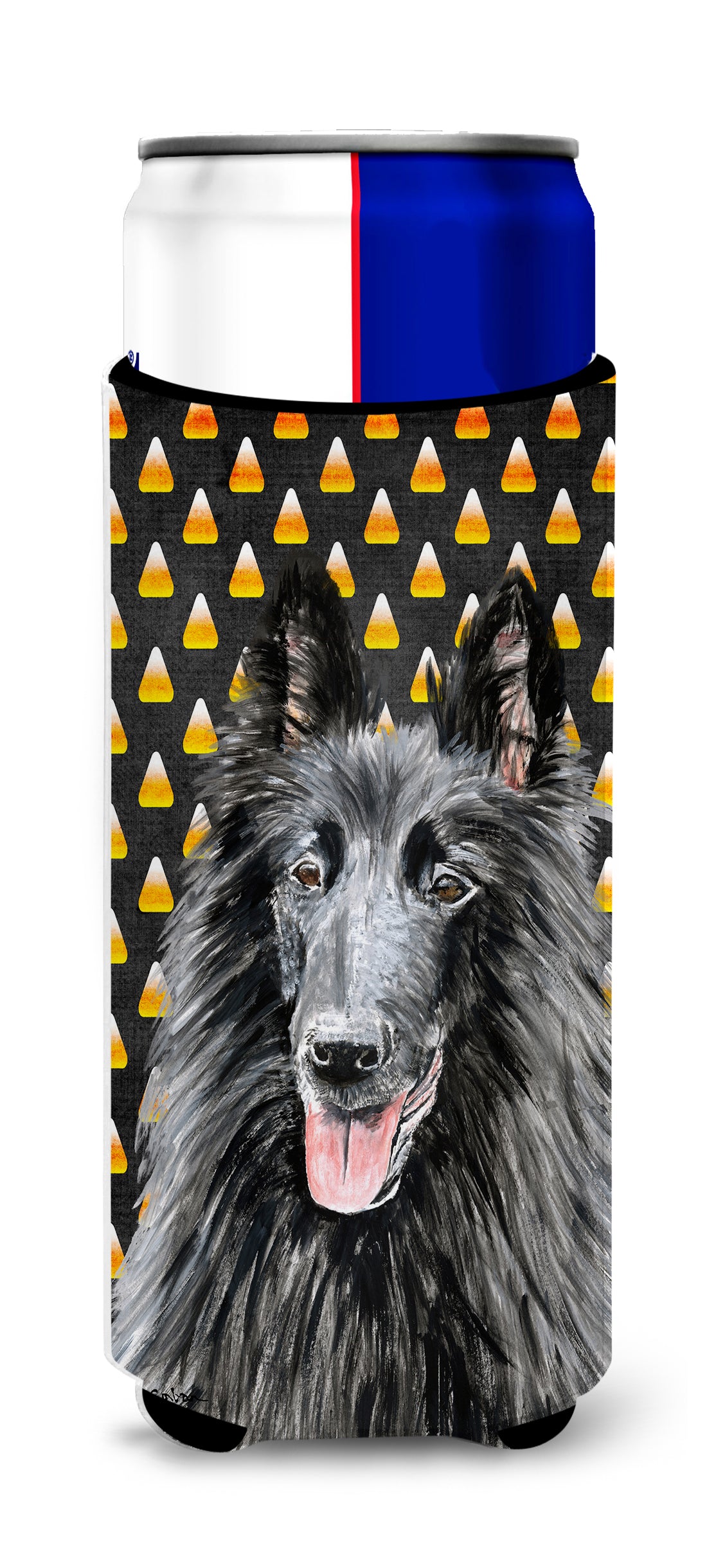 Belgian Sheepdog Candy Corn Halloween Portrait Ultra Beverage Insulators for slim cans SC9196MUK.