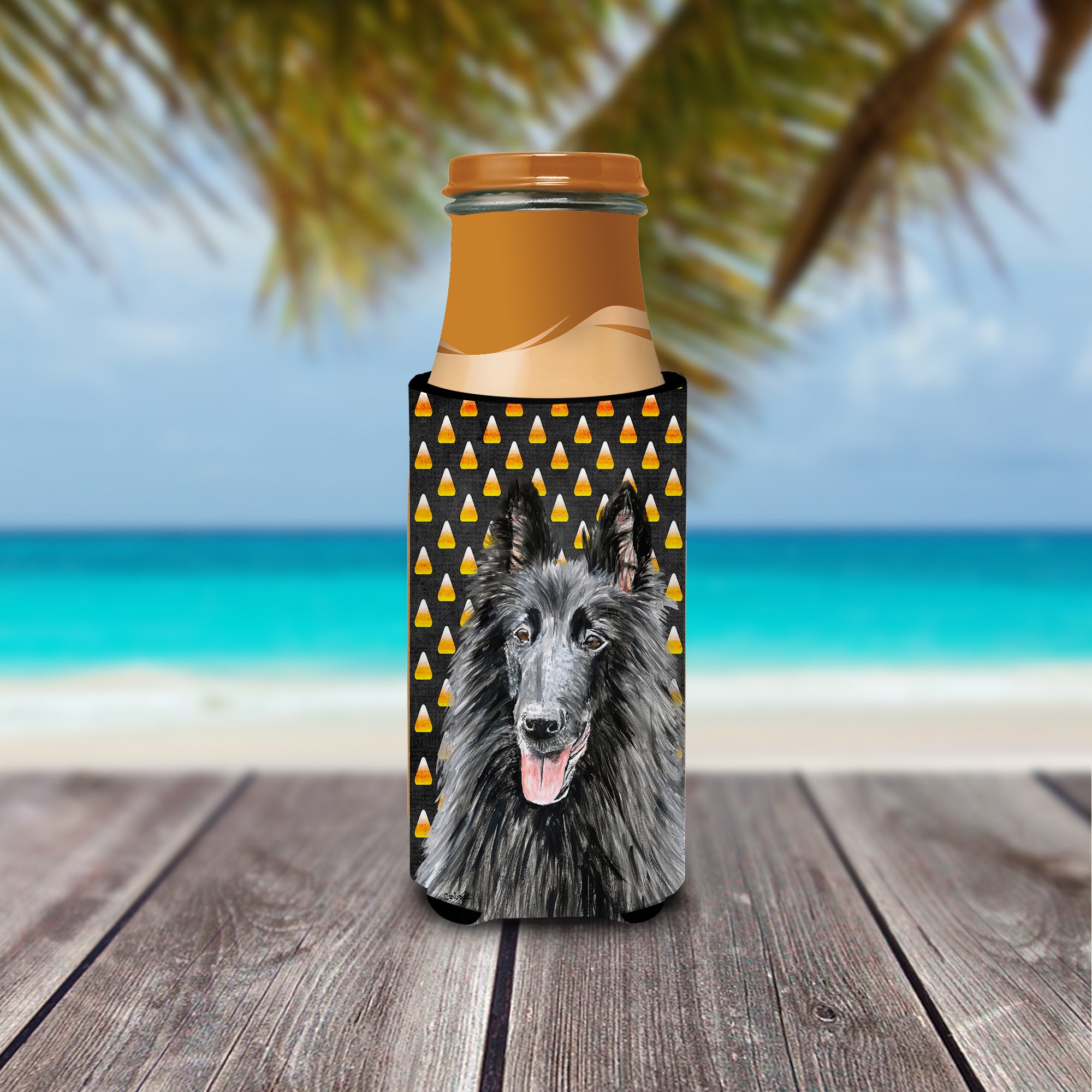 Belgian Sheepdog Candy Corn Halloween Portrait Ultra Beverage Insulators for slim cans SC9196MUK.