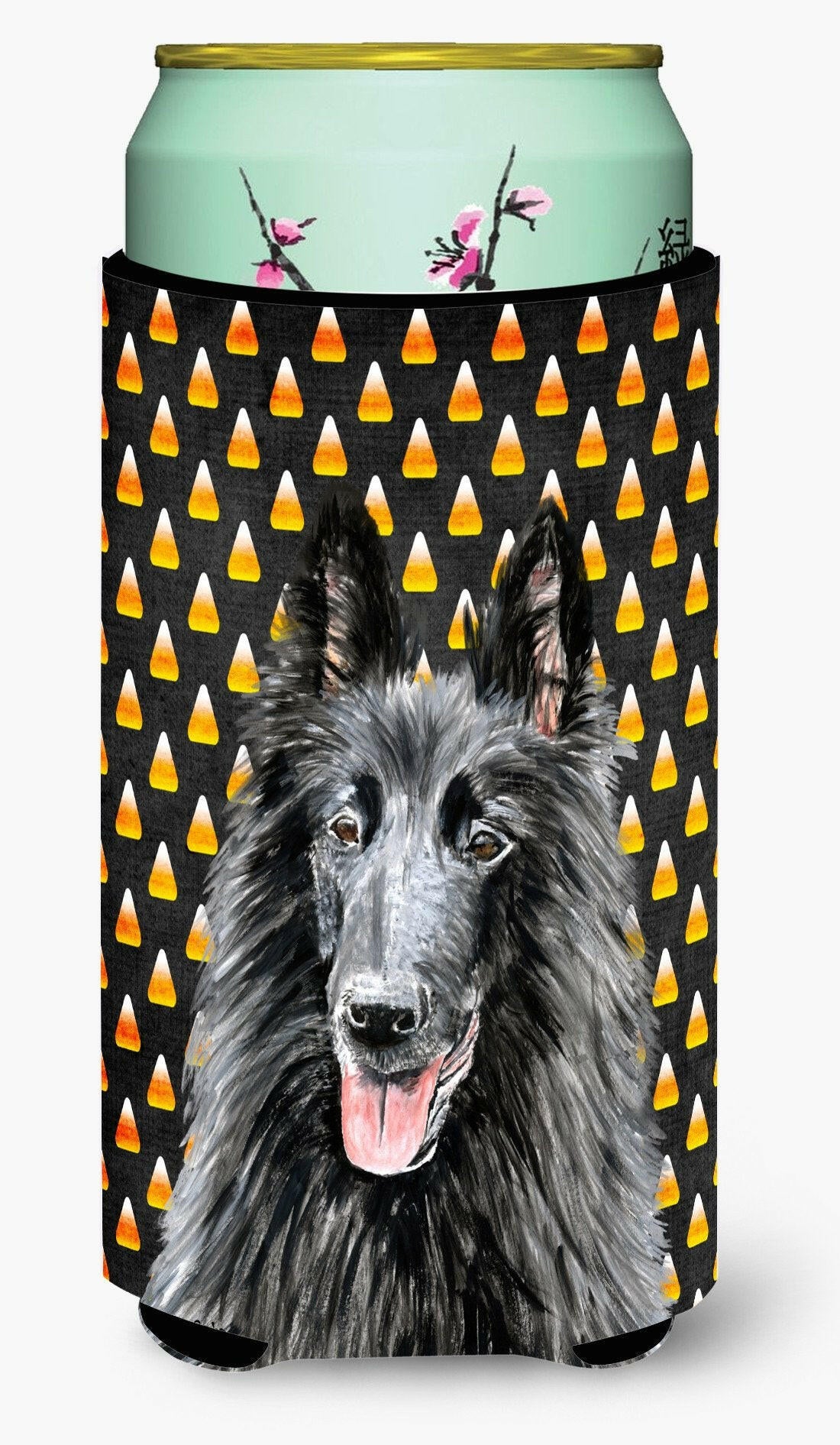 Belgian Sheepdog Candy Corn Halloween Portrait  Tall Boy Beverage Insulator Beverage Insulator Hugger by Caroline&#39;s Treasures