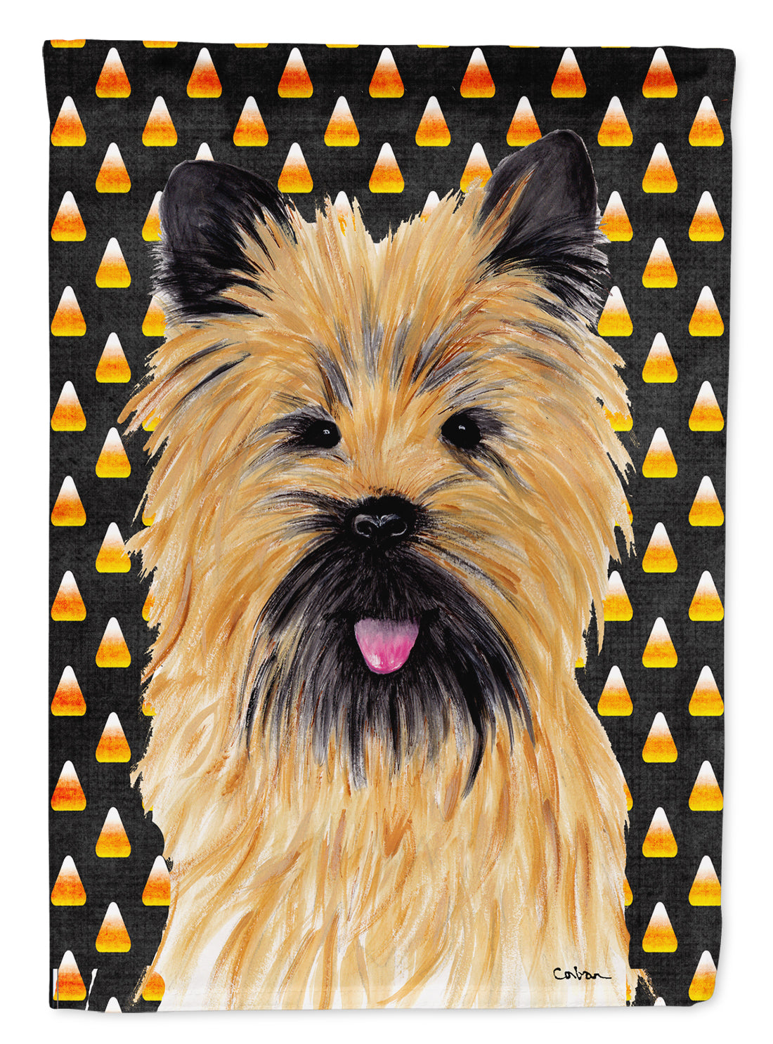 Cairn Terrier Candy Corn Halloween Portrait Flag Canvas House Size  the-store.com.