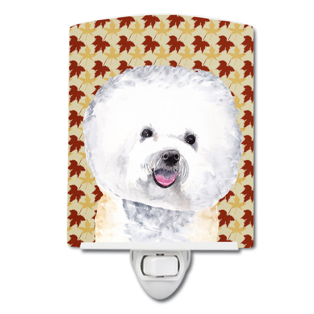 Bichon Frise Fall Leaves Portrait Ceramic Night Light SC9201CNL - the-store.com