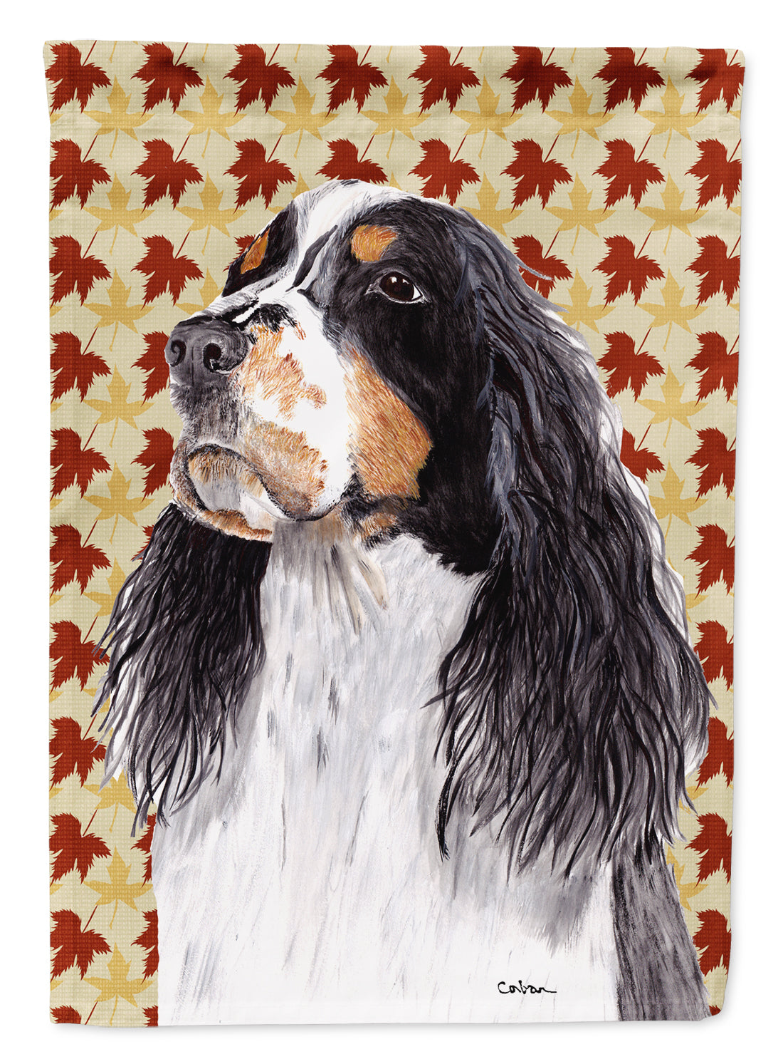 Springer Spaniel Fall Leaves Portrait Flag Canvas House Size  the-store.com.