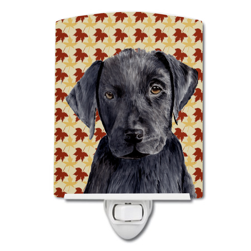 Labrador Black Fall Leaves Portrait Ceramic Night Light SC9204CNL - the-store.com